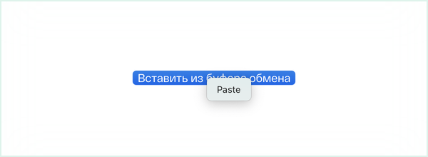 Контекстное меню «Вставить» поверх кнопки «Вставить из буфера обмена» в Safari.