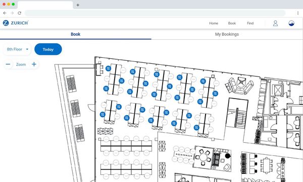 Интерфейс веб-приложения Zurich Insurance.