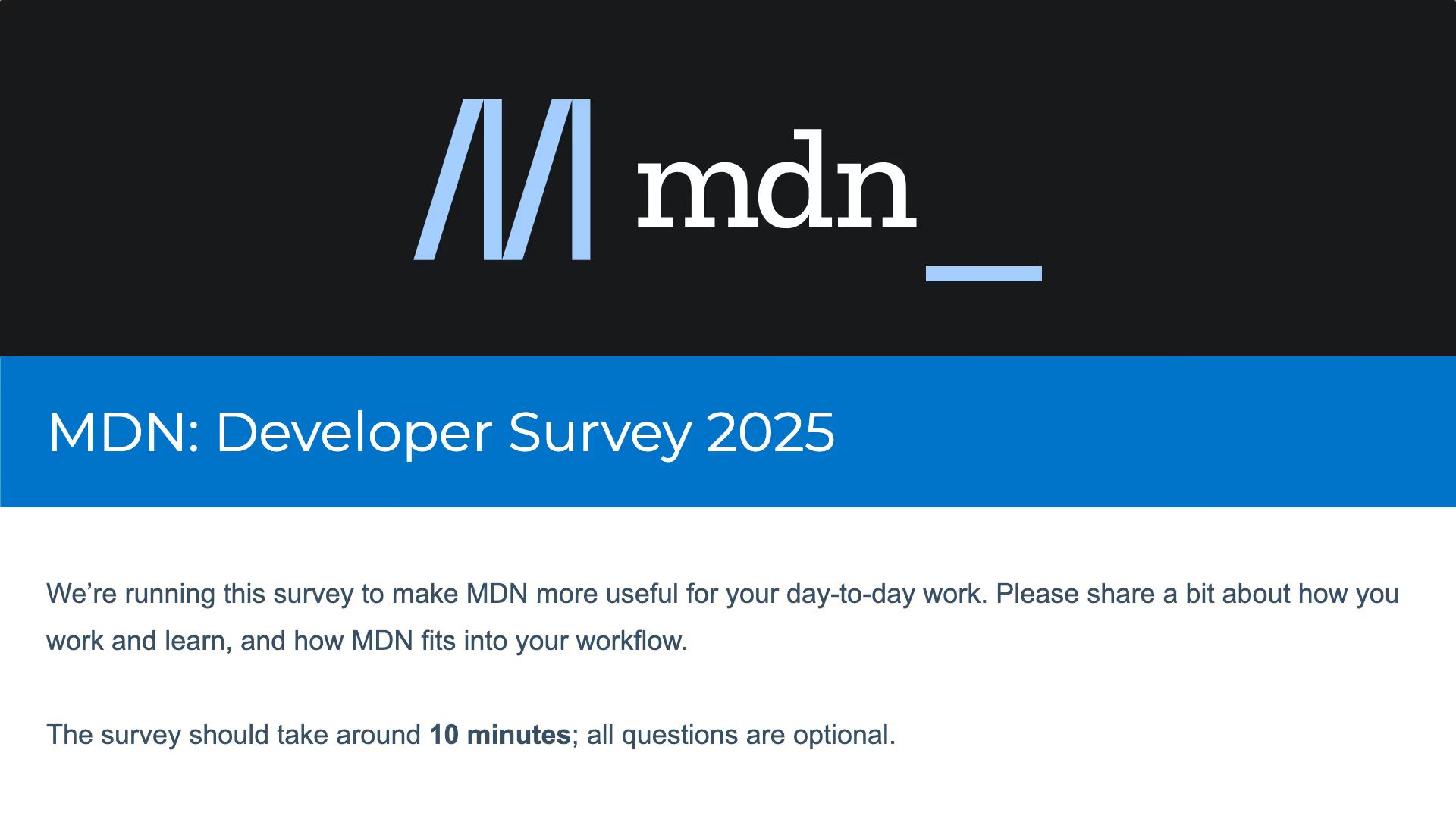 MDN developer survey 2025.