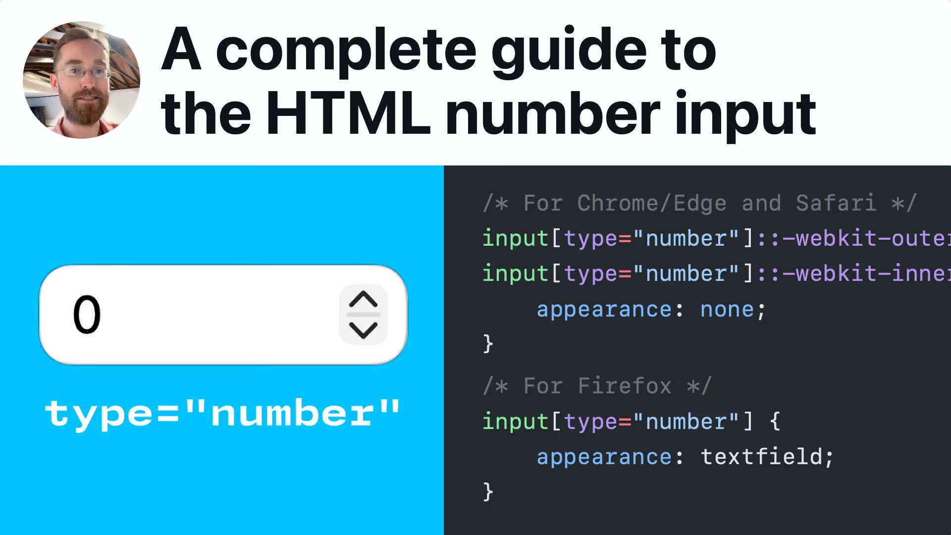 A complete guide to the HTML number input. For Chrome/Edge and Safari. For Firefox.
