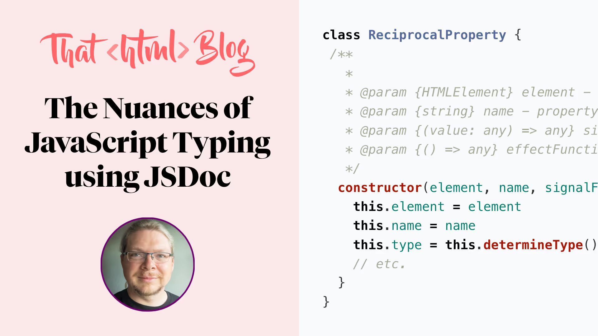 That HTML blog. The nuances of JavaScript typing using JSDoc.