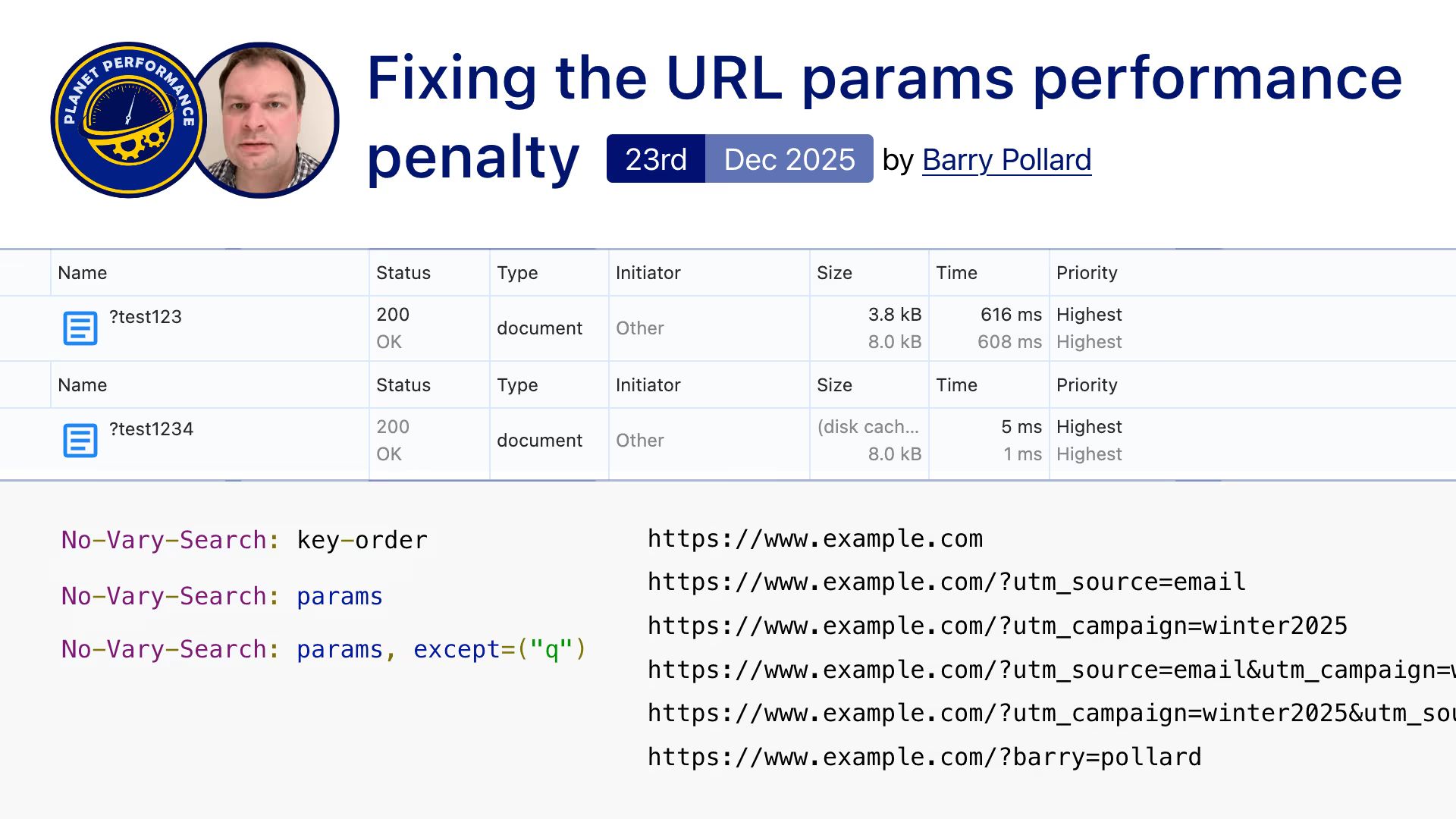 Fixing the URL params performance penalty. 23rd Dec 2025. By Barry Pollard.